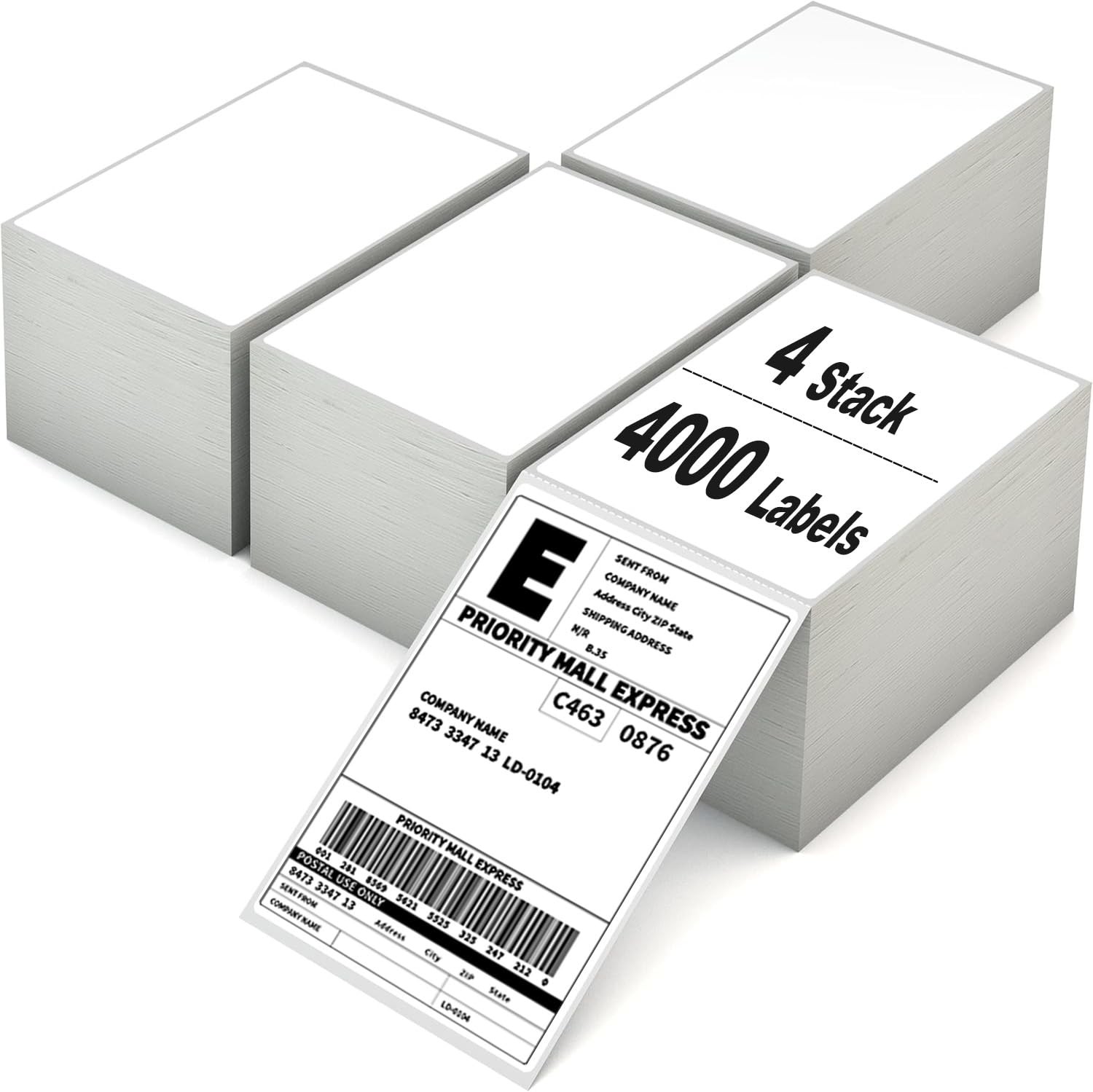 4000 4×6 Thermal Labels 1000/Stack, Shipping Thermal Labels 4×6 Fanfold Compa…