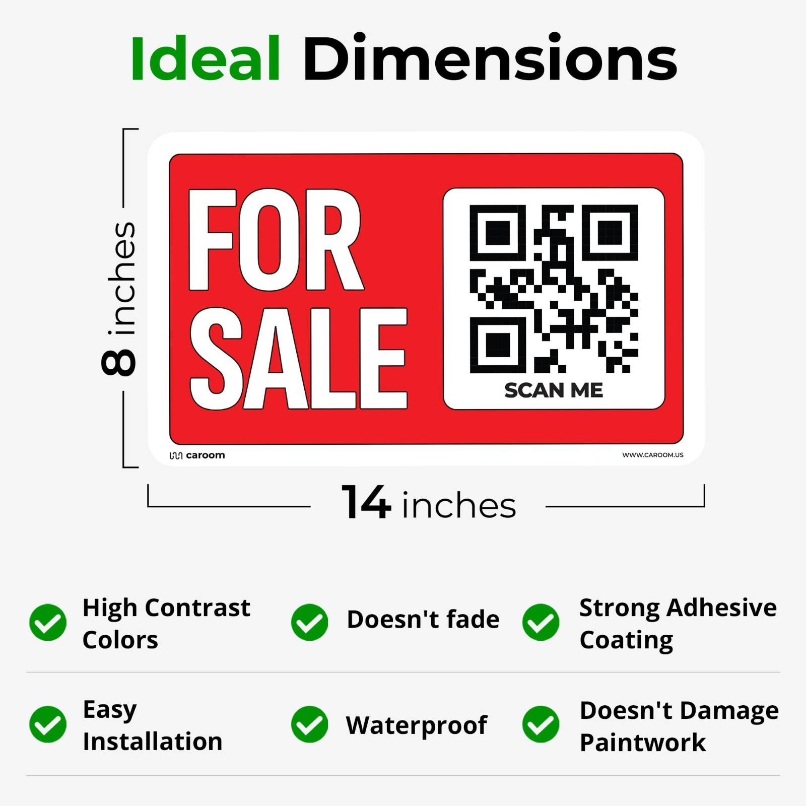 14» x 8» Self-Adhesive Sale Signs – 2-Pack for Real Estate, Business & Vehicle
