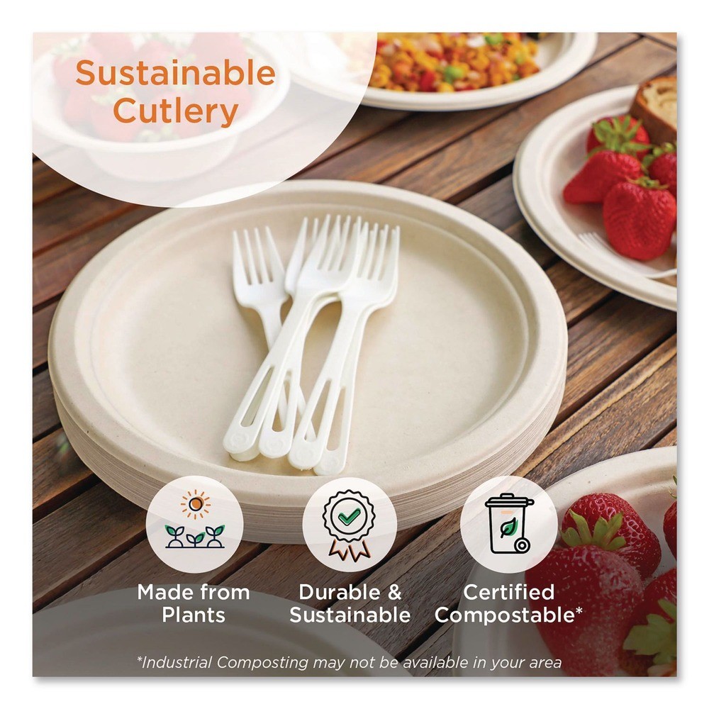 World Centric FOPSR Plastic Fork TPLA Cutlery – Light Beige (24/PK) New
