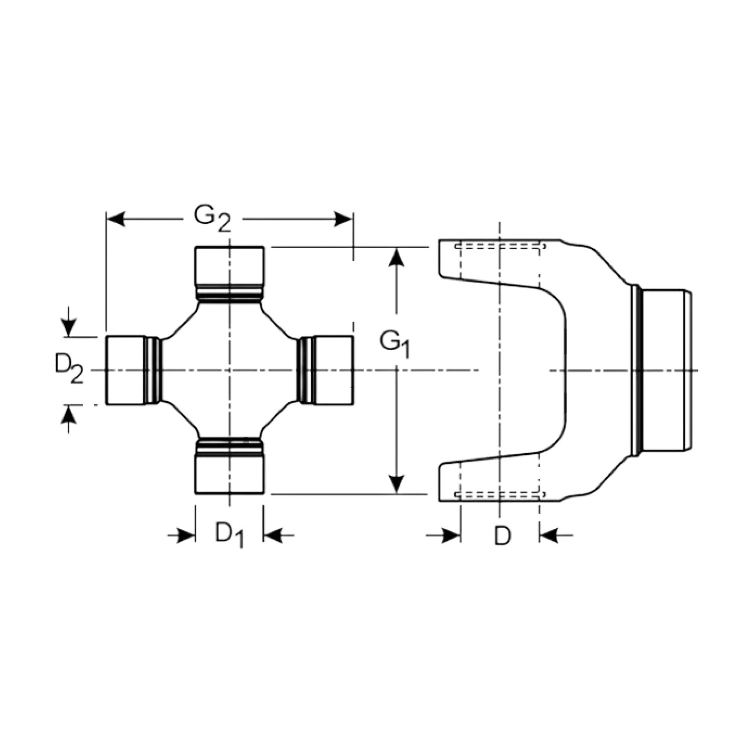 5-134X U-Joint – Outside Snap Rings – Greasable | 1310 X 1330 Series