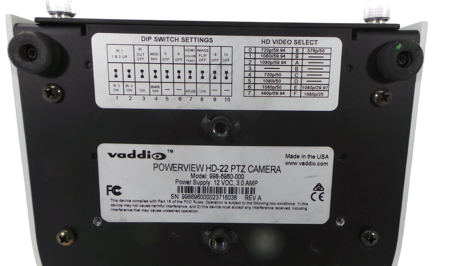 Lot of 2 Vaddio ClearVIEW HD-20SE Color Video Camera 998-6980-000AW