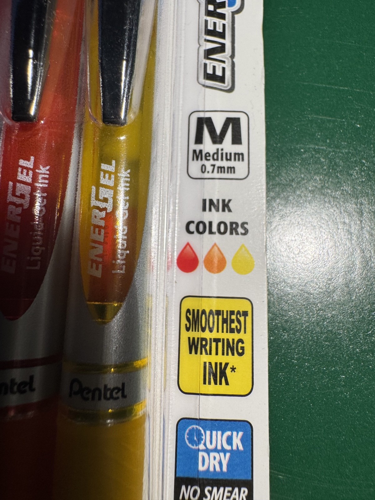 4 Pentel EnerGel RTX MEDIUM 0.7mm red orange yellow INK LIQUID GEL PENS 28788
