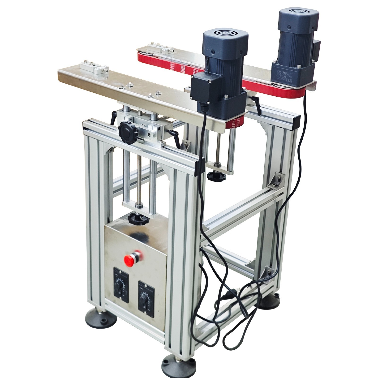 110V 0.39″–6.69″ Bottle Clamping Conveyor Bottomless Gap Transfer Double Motor