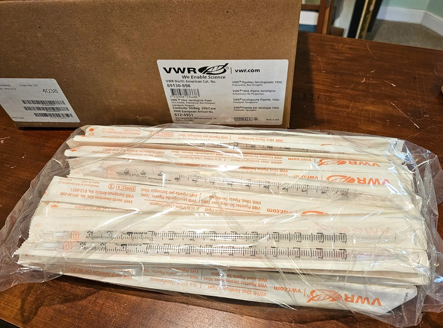 VWR Polystyrene Serological Pipets, Case 200 Sterile, Graduated # 89130-898