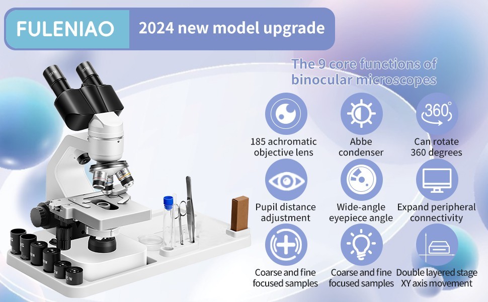Factory price: 2000x LED school student binocular biological microscope with wir