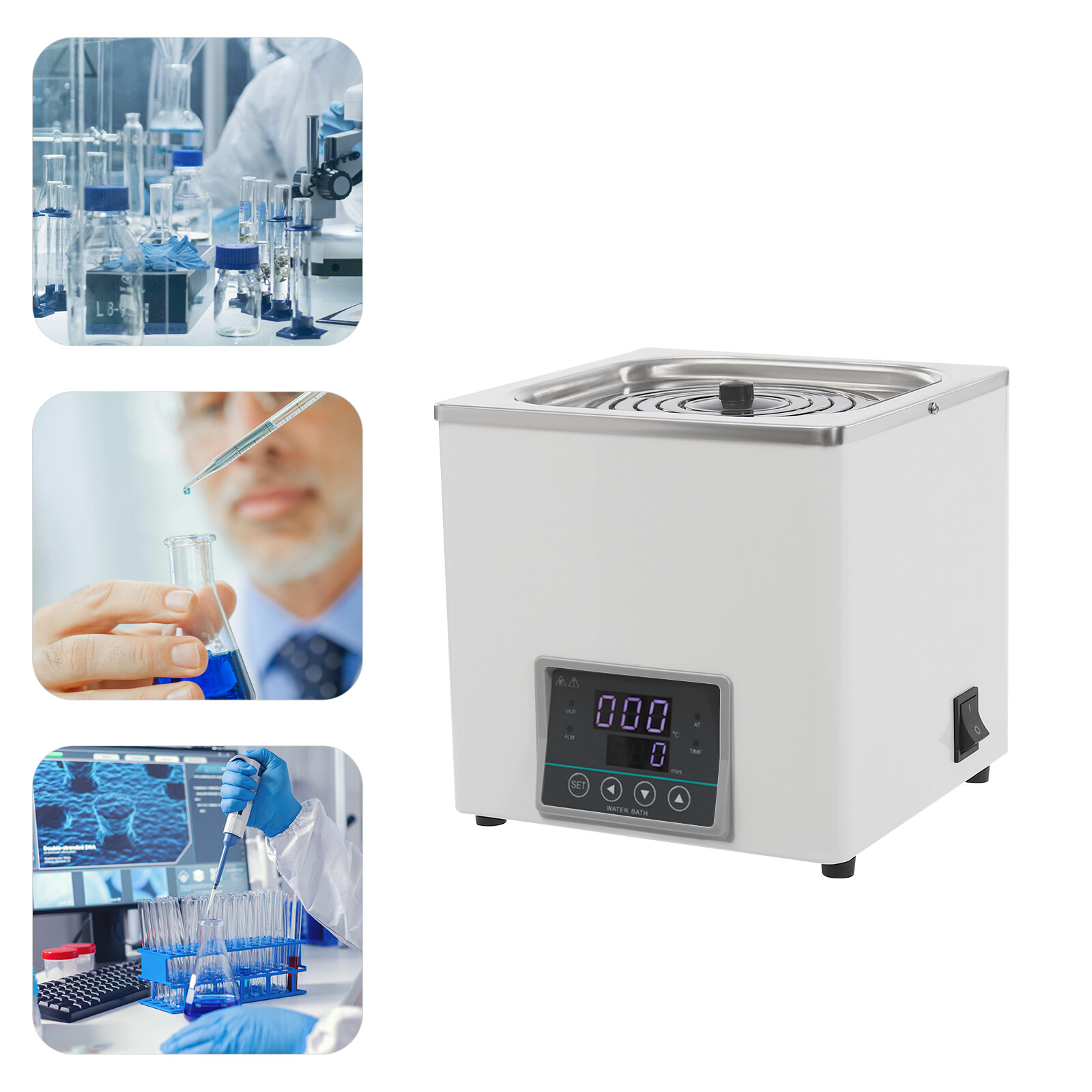 300W 3L Lab Water Bath Heater with Adjustable Lid and Safety Features