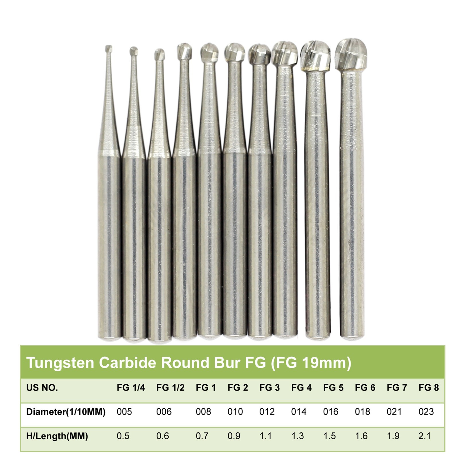 5pcs Prima Wave Dental Carbide Burs High Speed FG 19mm/Surgical FGOS SL 557 25mm