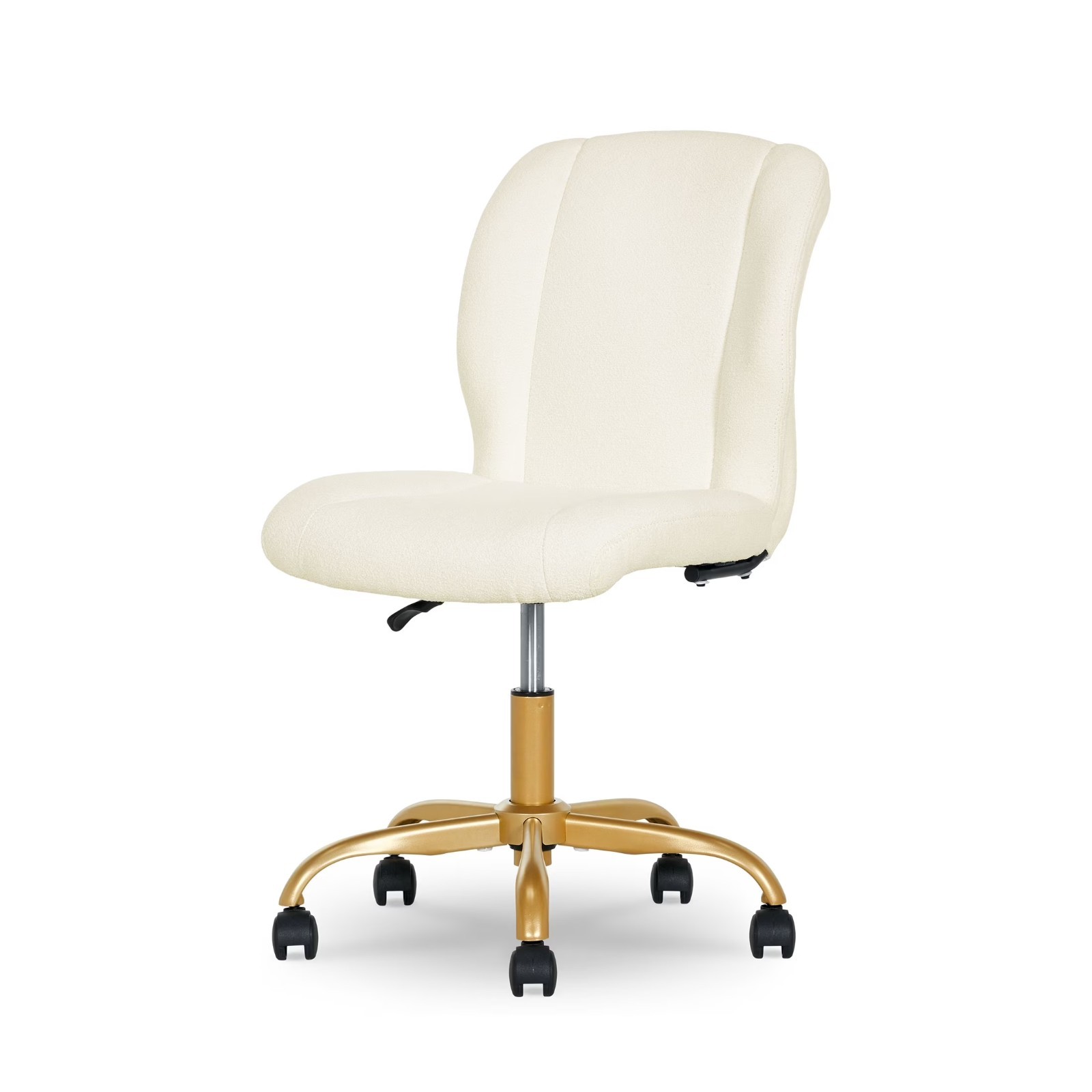 Mainstays Bouclé Armless Office Chair for Adults and Teens, Cream