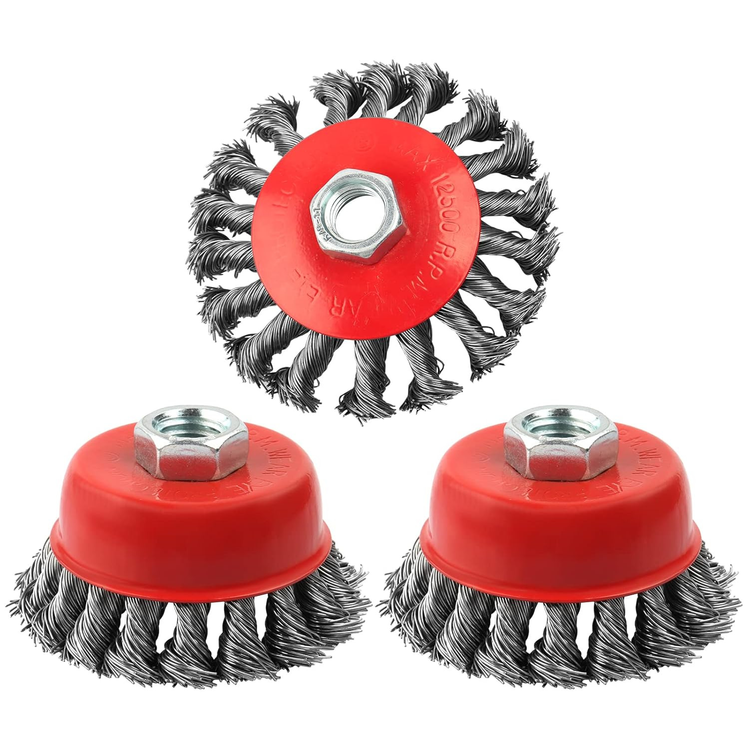 3 Pack Wire Wheel Brush for Angle Grinder, 4 Inch Wire Wheels for 4-1/2 Inch Ang
