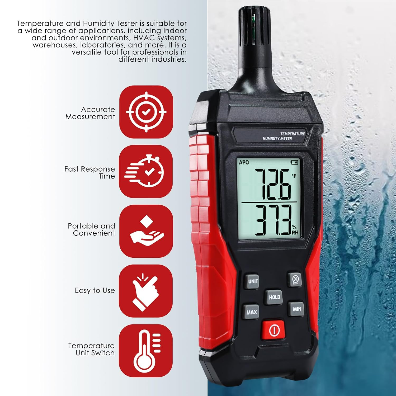 Humidity Temperature Meter, High Precision Digital Psychrometer HVAC