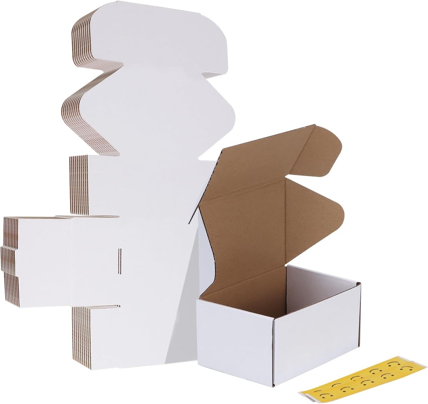 10 Pack 6x4x3 Shipping Boxes, White Corrugated Cardboard Box for Mailing, Pac…
