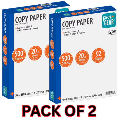 Pen+Gear Copy Paper, 8.5″ x 11″, 92 Bright, 20 lb., 2 Reams (1,000 Sheets)