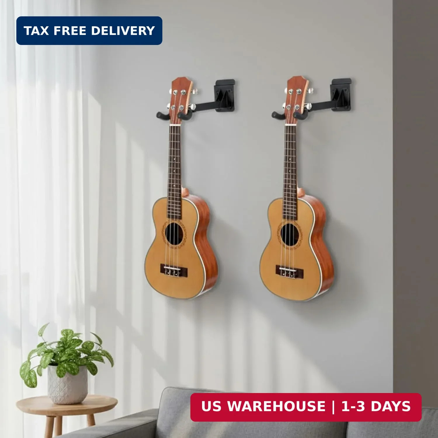 4 Pcs Guitar Hanger Wall Mount Guitar Hangers Hooks Holders with Slat Adapter 18