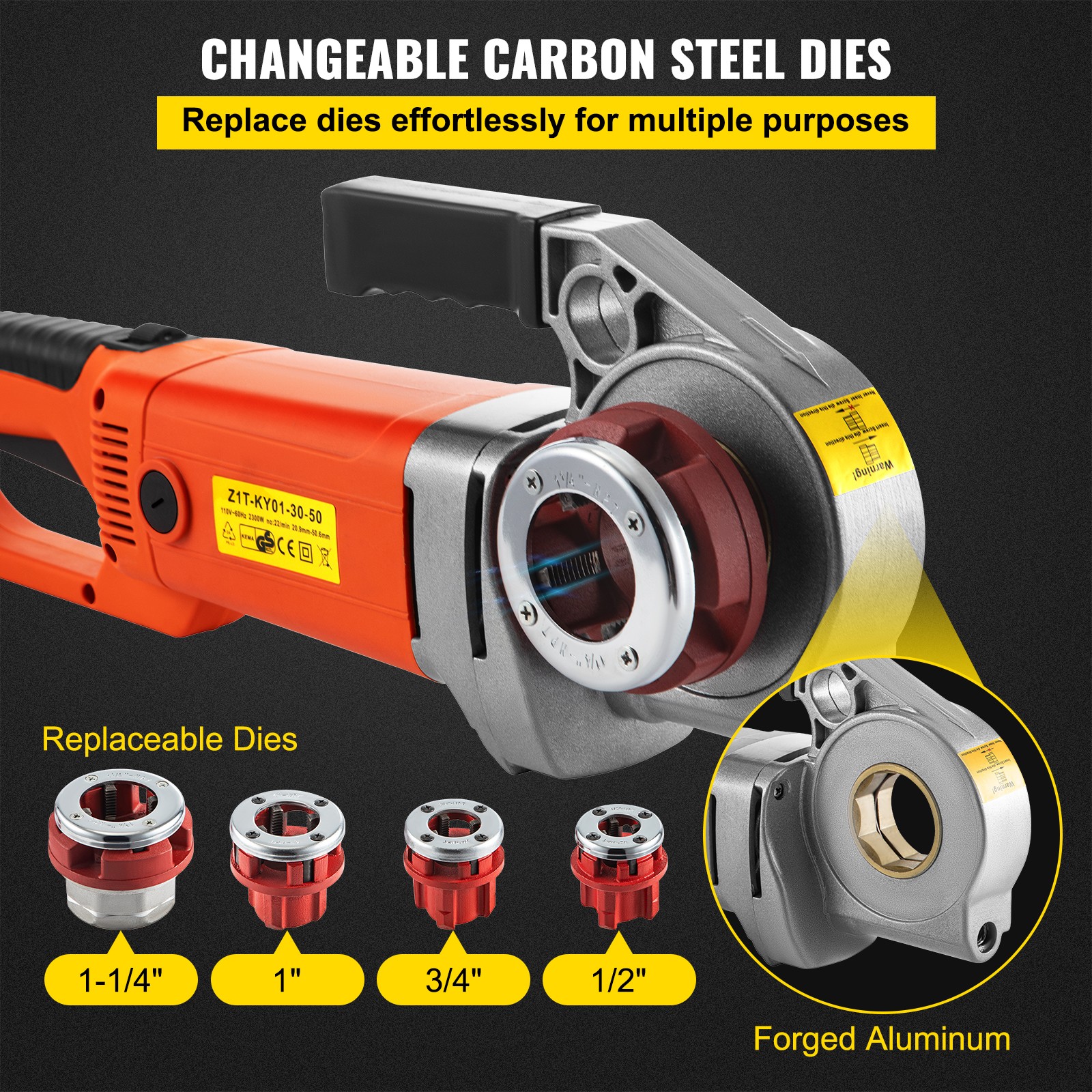 VEVOR Electric Pipe Threader Pipe Threading Machine 2300W 4 Dies 1/2″-1 1/4″