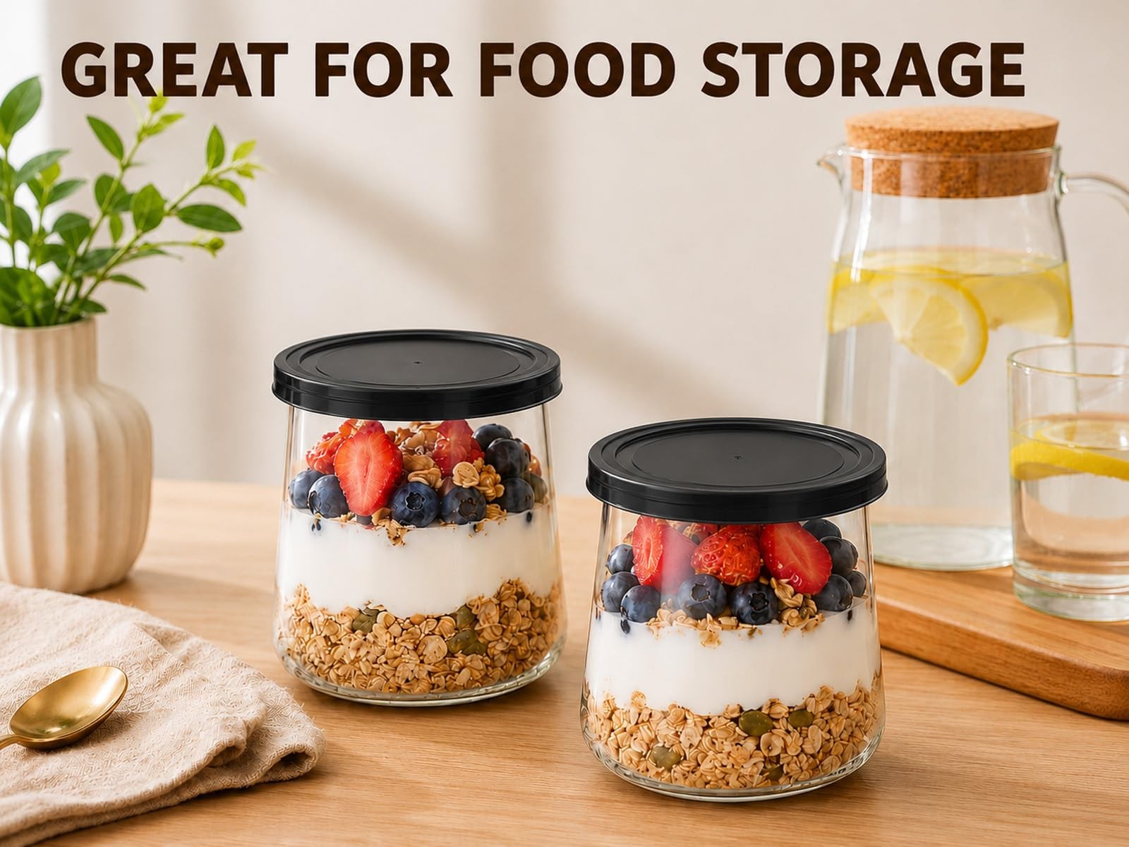 15 Pack Yogurt Jar Lids, BPA-Free Yogurt Container Jar Lids, Reusable Clear P…