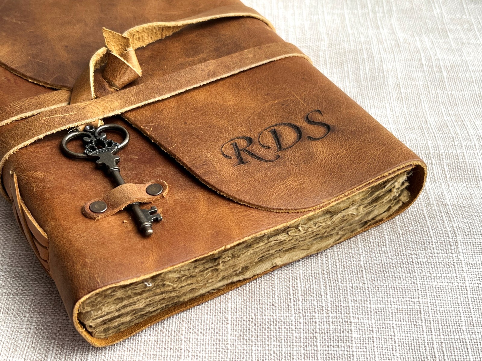 Rustic Leather Journal Notebook Handmade Deckle Edge Paper Leather Bound Books