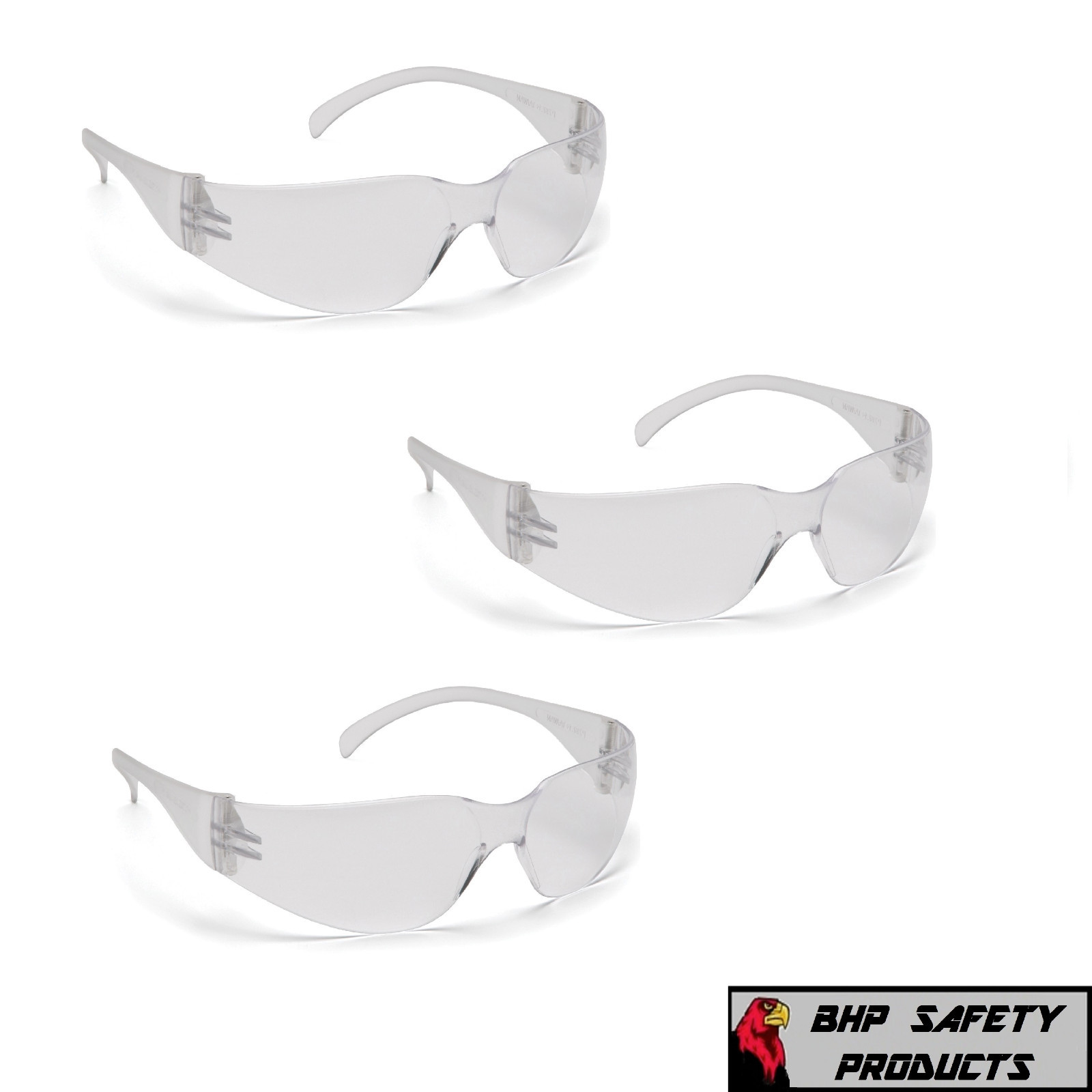 (3 PAIR) PYRAMEX INTRUDER SAFETY GLASSES CLEAR LENS WORK SPORT EYEWEAR S4110S