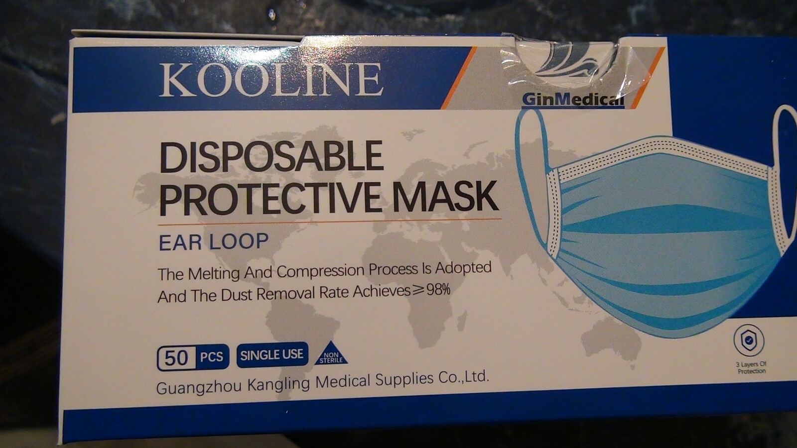 2000 Pcs 40 Sealed Boxes 3 Ply Medical Ear-Loop Face Masks ASTM L-1 Blue RFE 98%