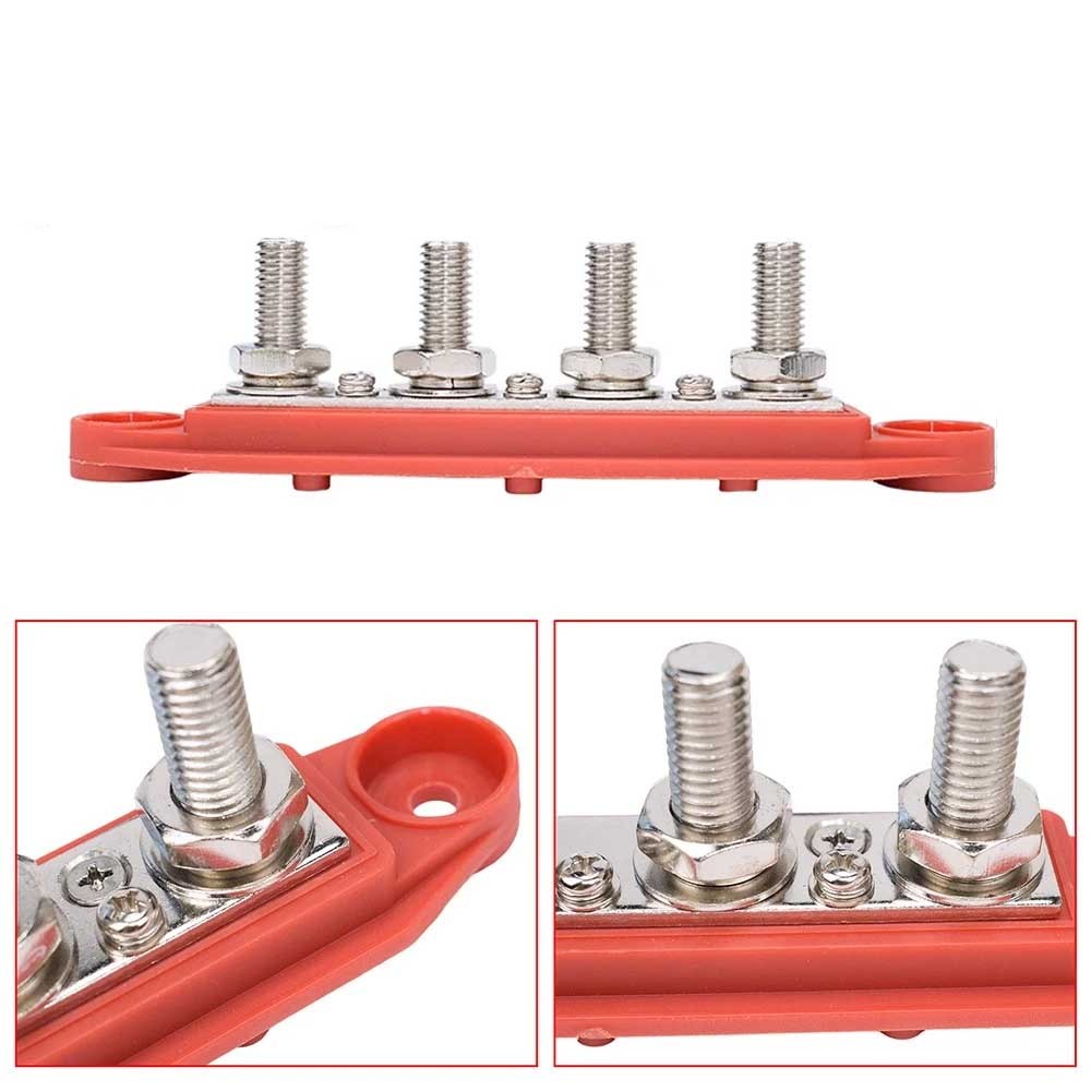 12V 250A Bus Bar Power Distribution Block 4 x 3/8″ Studs Battery Terminal Block