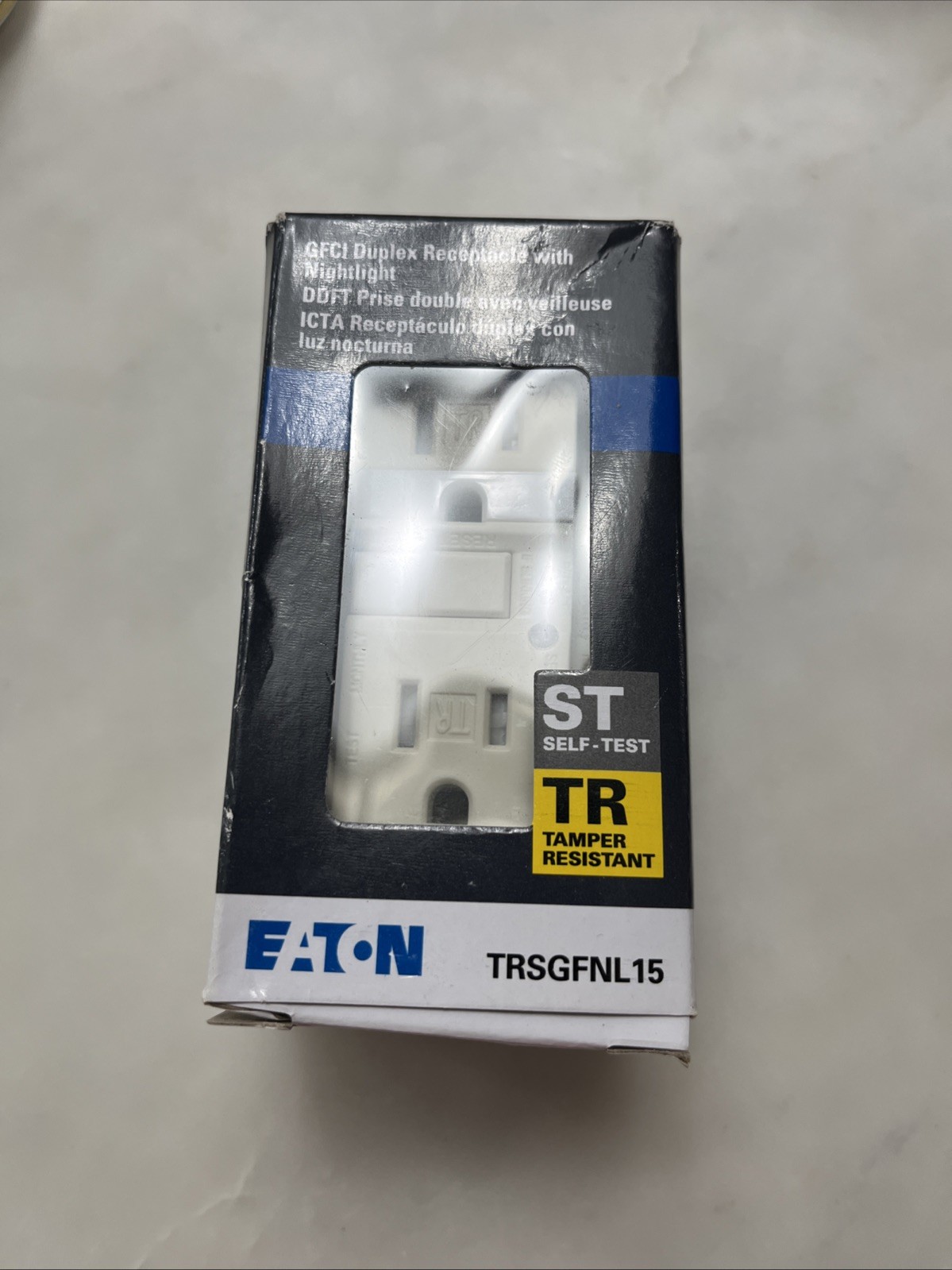 = Eaton TRSGFNL15 Duplex GFCI Receptacle w/ Nightlight 15A 125V Lt Almond TR NEW