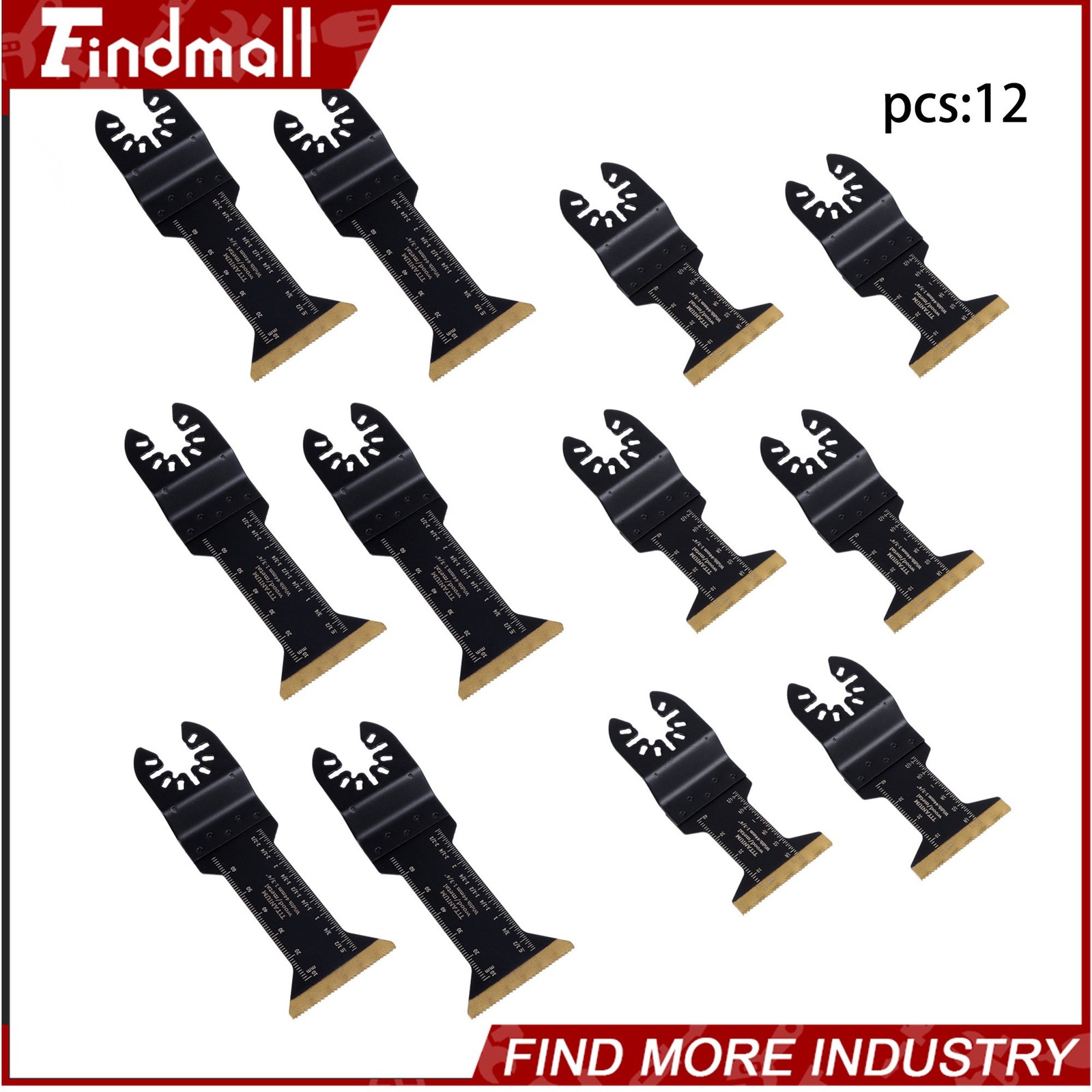 Findmall 12 Pcs Titanium Oscillating Saw Blades Extended Metal Cutting Blades