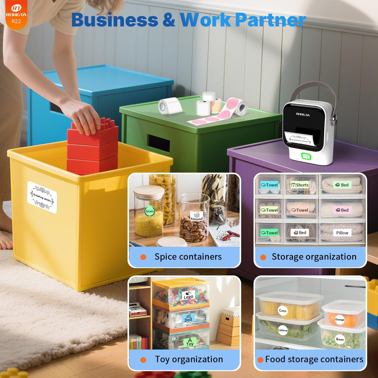 Bluetooth Label Maker Machine with Tape, Thermal Label Printer for Office, Small