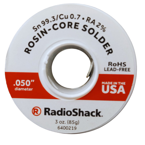 RadioShack SnCu 99.3/0.7 Lead-Free Solder, 0.050″ Diameter – 3.0 oz. Spool