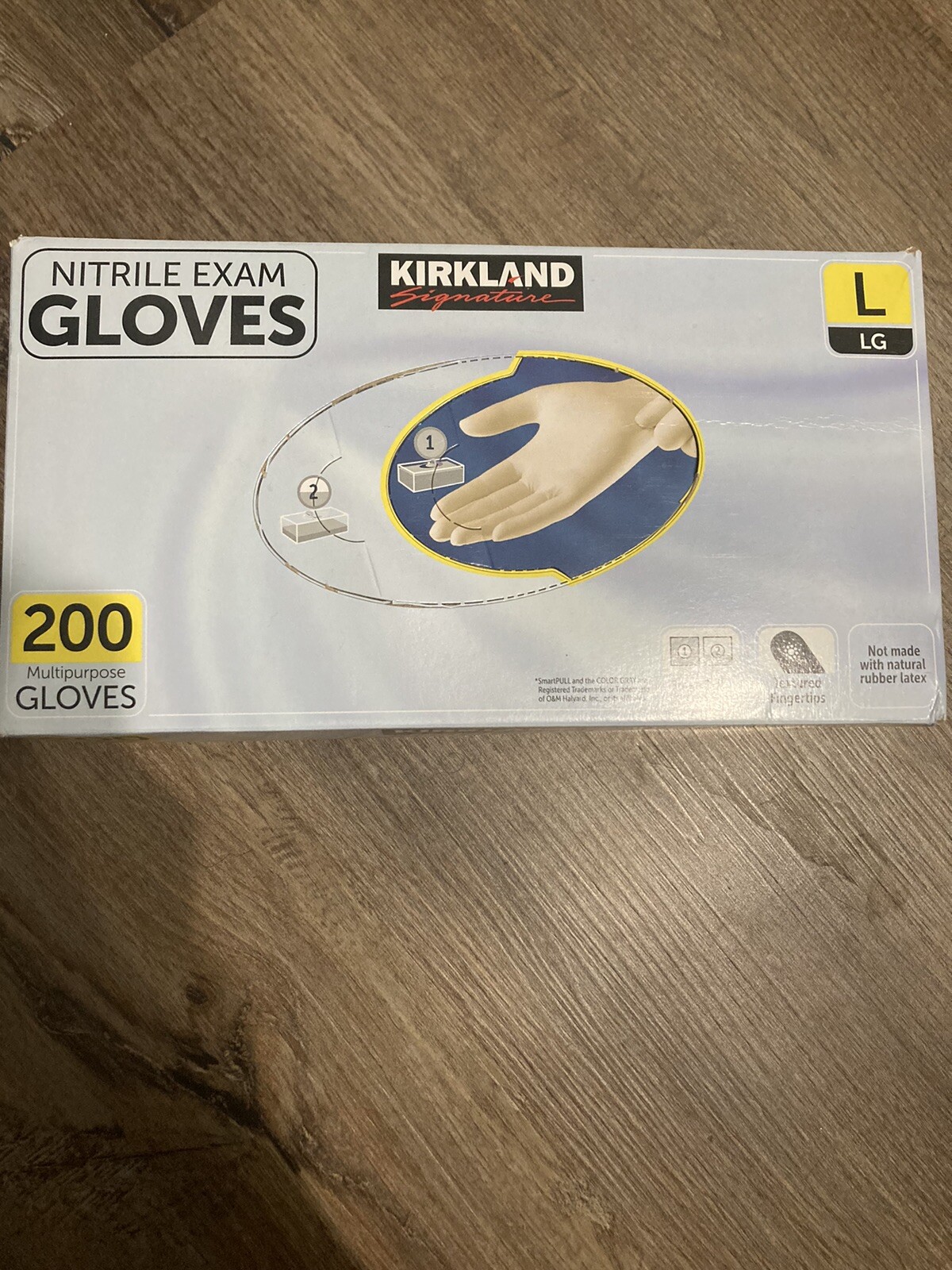 Kirkland Signature 5535271 Nitrile Exam Multi-Purpose Gloves, Size L – 200 Pack