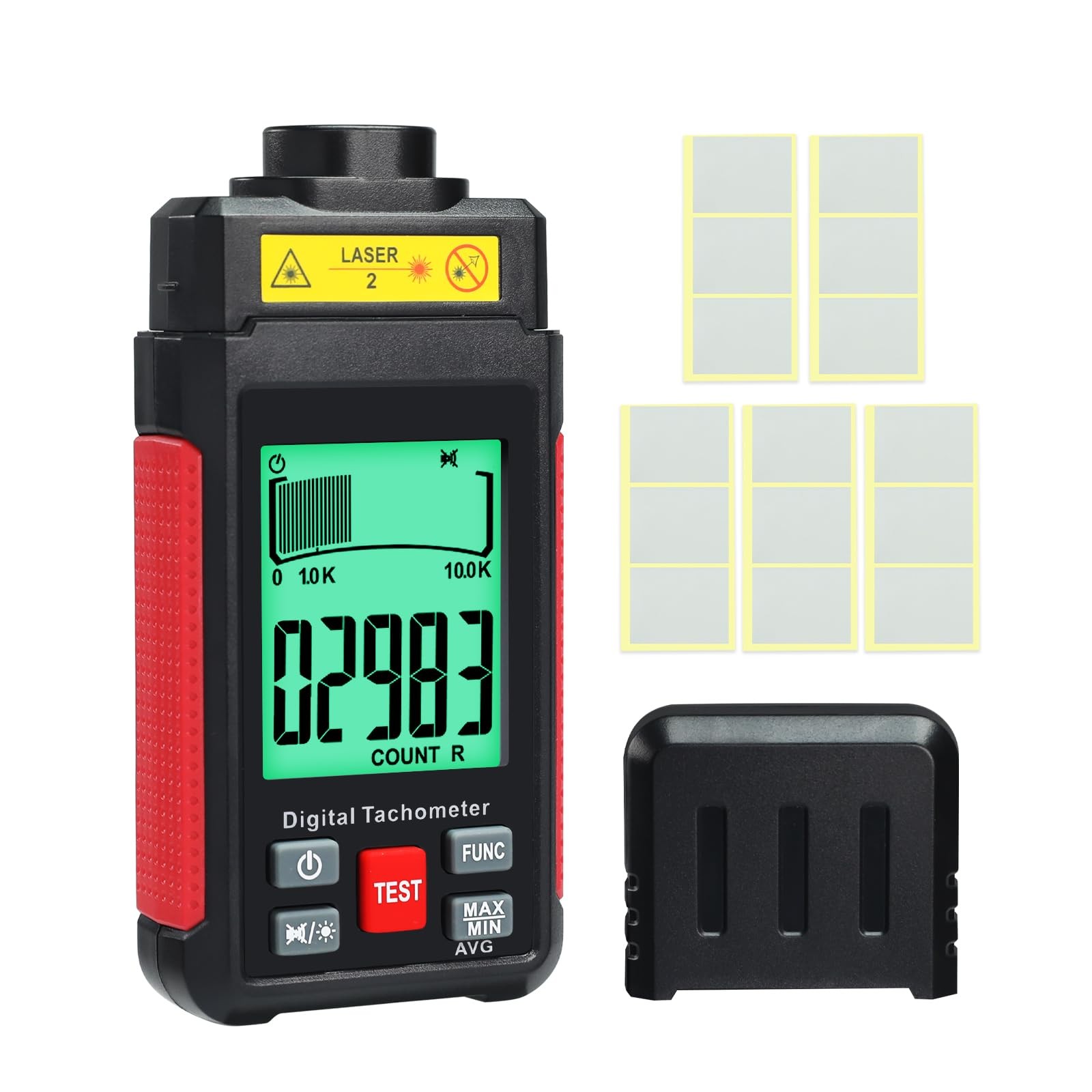 Digital RPM Tachometer NonContact Laser Speed Meter LCD Backlight Data Hold