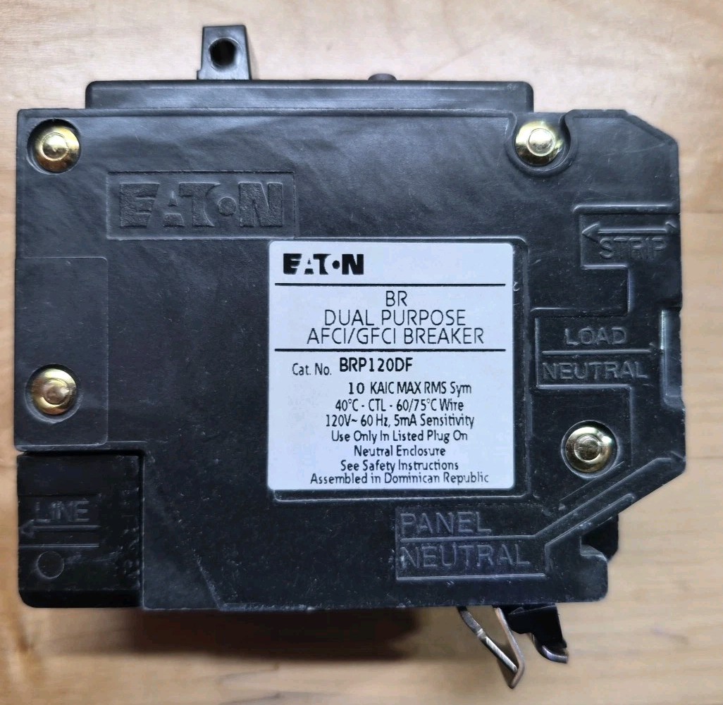 New In Box Eaton BRP120DF – 20 Amp Dual Purpose AFCI GFCI Circuit Breaker 120V