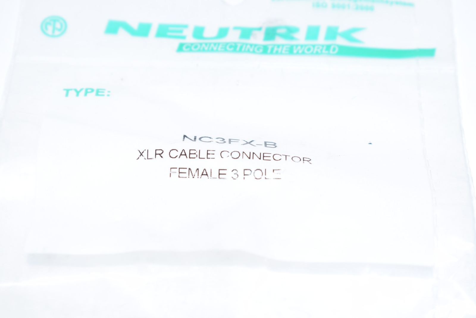 NEW Neutrik NC3FX-B 3-Pin Female Connector Cable MT XLR, Black with Gold Contact