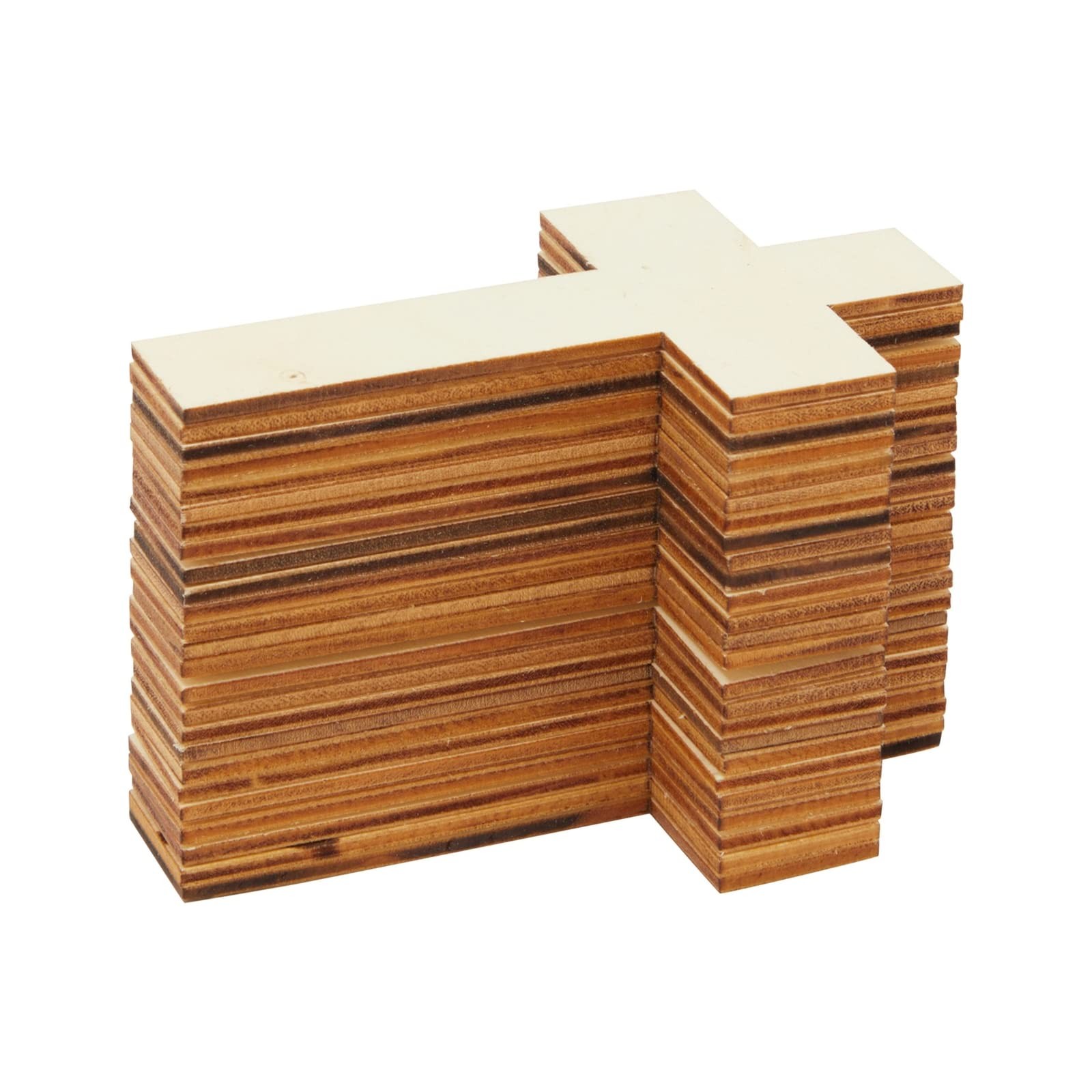 Juvale Unfinished Wooden Crosses – DIY 100 Pack, 4.1 x 2.6 inches, Brown