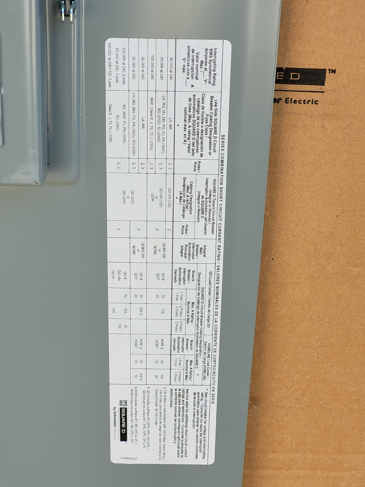 HOMC30UC Square D 30 Circuit Homeline Load Center Door – Next Day Option – New