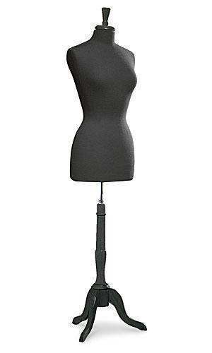 Women’s Dressmaker Form Seamstress Black Jersey Mannequin Size 8 Wood Base