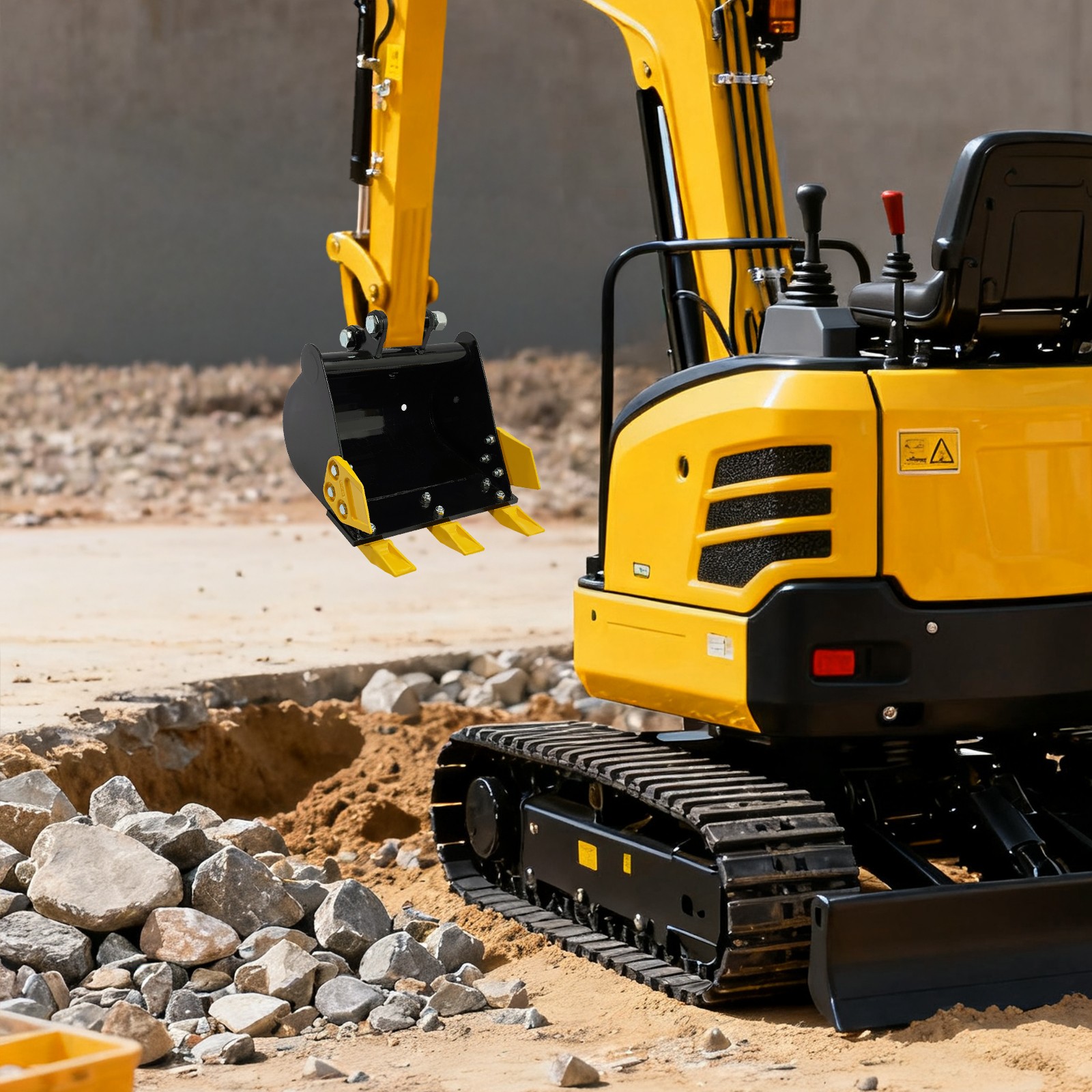 2T/4409.25 lbs Bucket Mini Excavator Bucket w/Metal Teeth ﻿Excavator Kampf