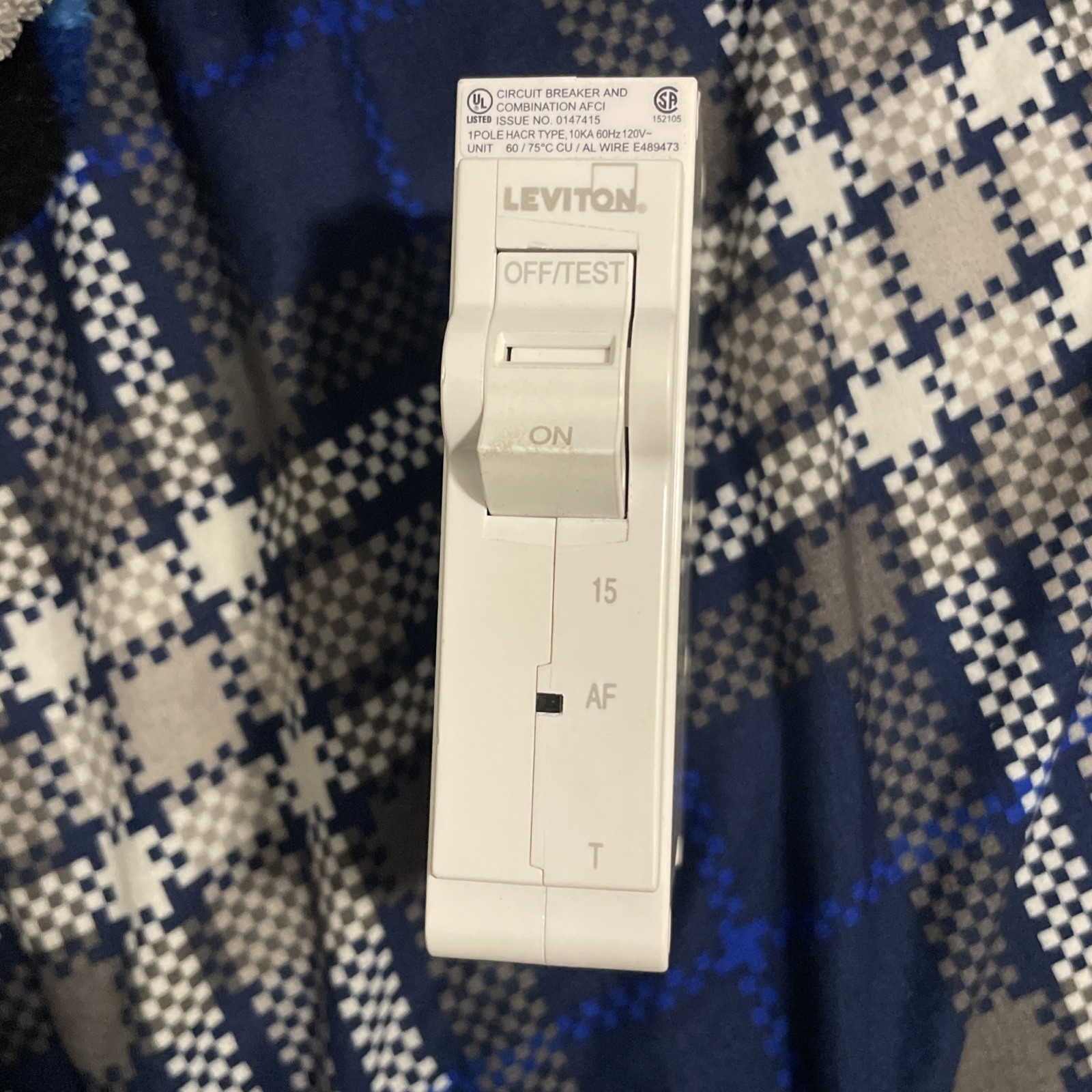 Leviton LB115-AFT 15A 1-Pole 120V AFCI Circuit Breaker Arc-Fault