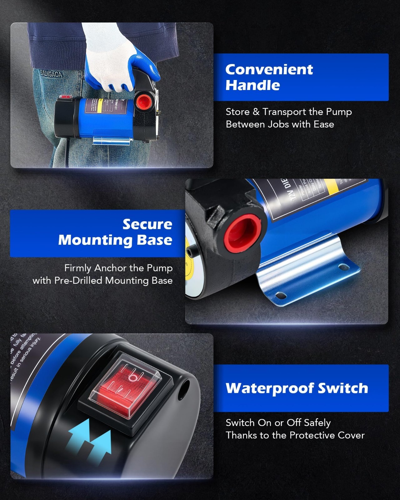 12V Diesel Transfer Pump Kit – Portable Fuel Pump with Nozzle & Hoses, Oil Extra