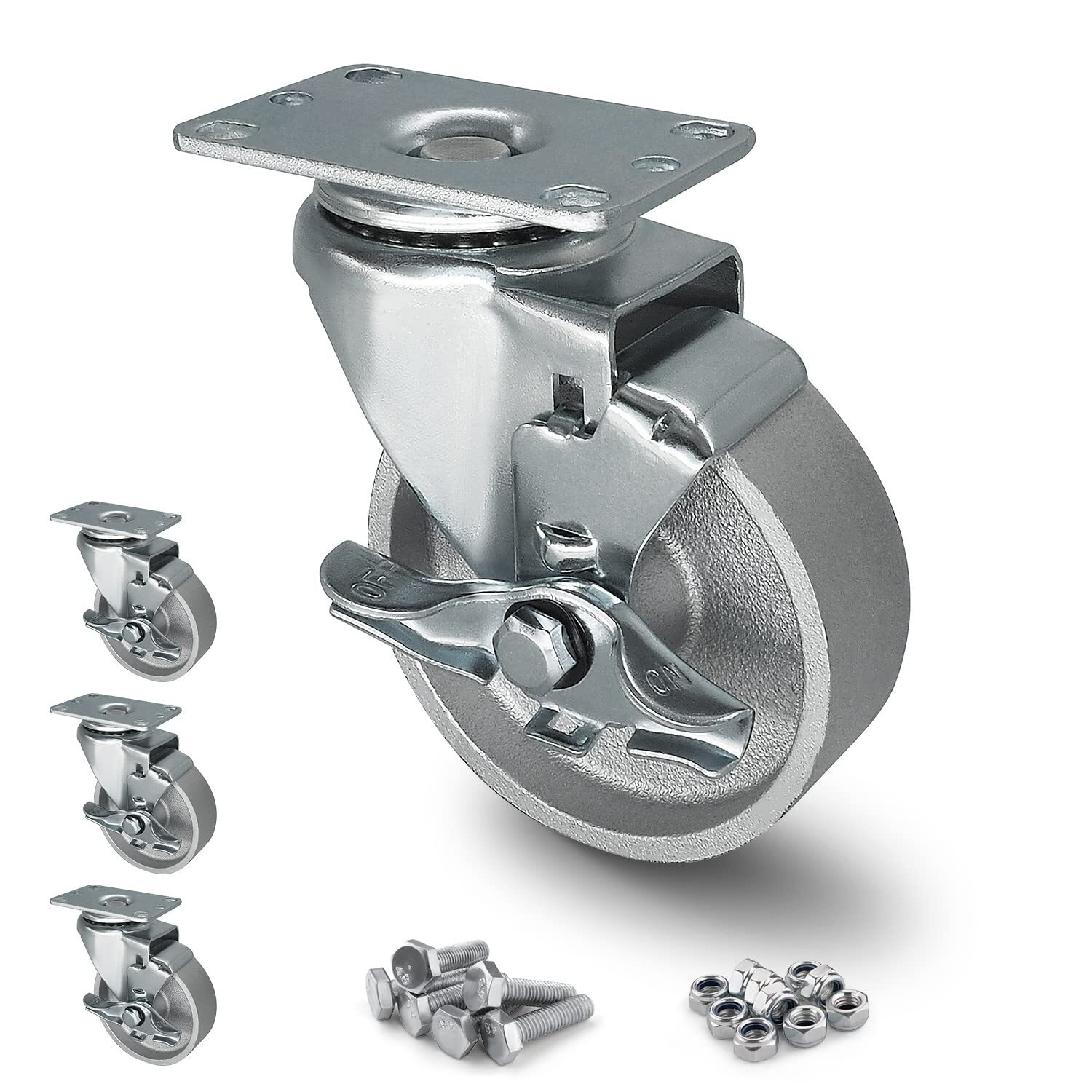 4 inch Industrial Casters- Semi Steel Cast Iron Swivel CastersCapacity400-1600LB
