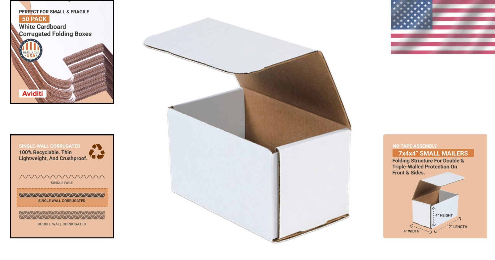 Small Moving Boxes 7x4x4″ Oyster White 50 Count – 65lb Strength