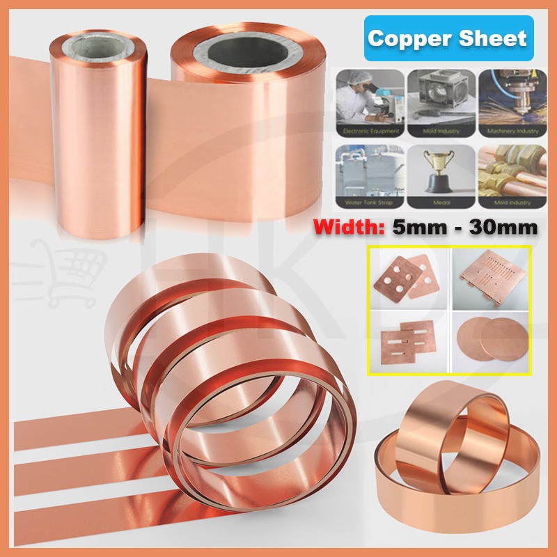99.99% Pure Copper Cu Metal Sheet Roll Foil Plate Strip T2 Thickness 0.1mm -3mm