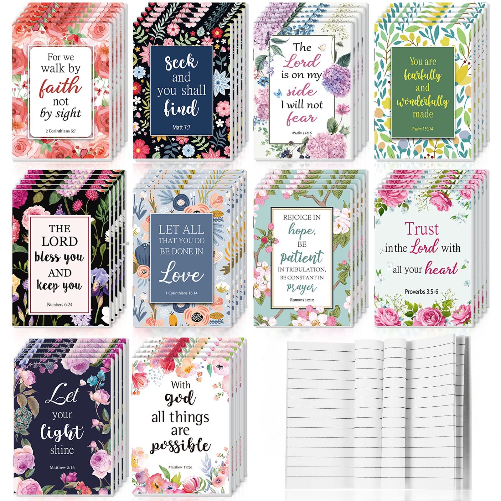 50 Pcs Small Christian Journals Religious Notepads Bible Verse Notebooks
