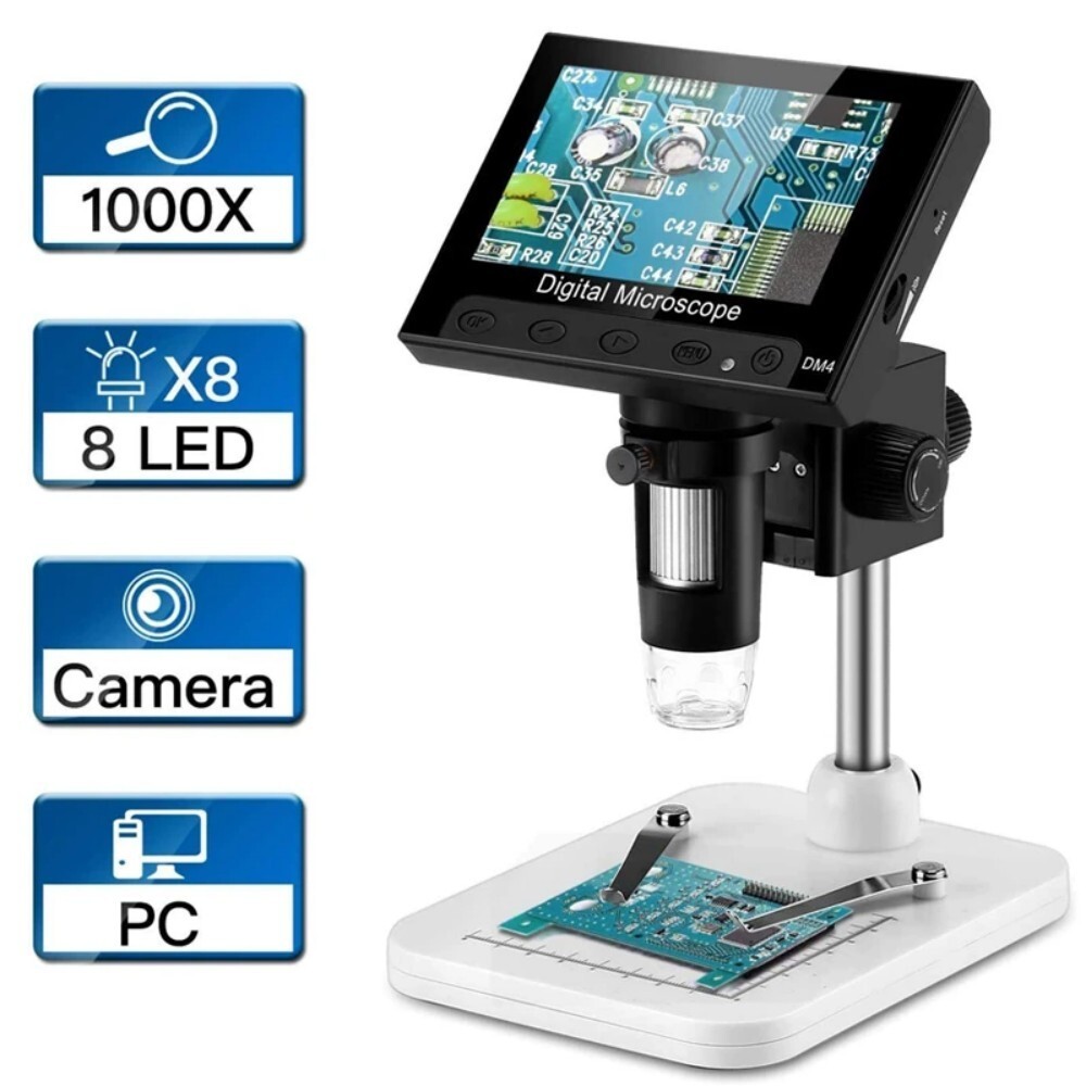 Elikliv 1000X Digital Microscope 4.3» LCD Screen PCB Repair Coin Magnifier LED