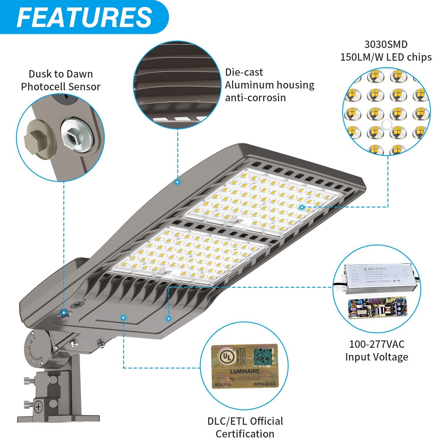 2Pack 3 IN1 320W Commercial LED Area Street Pole Lighting Outdoor Shoebox Light