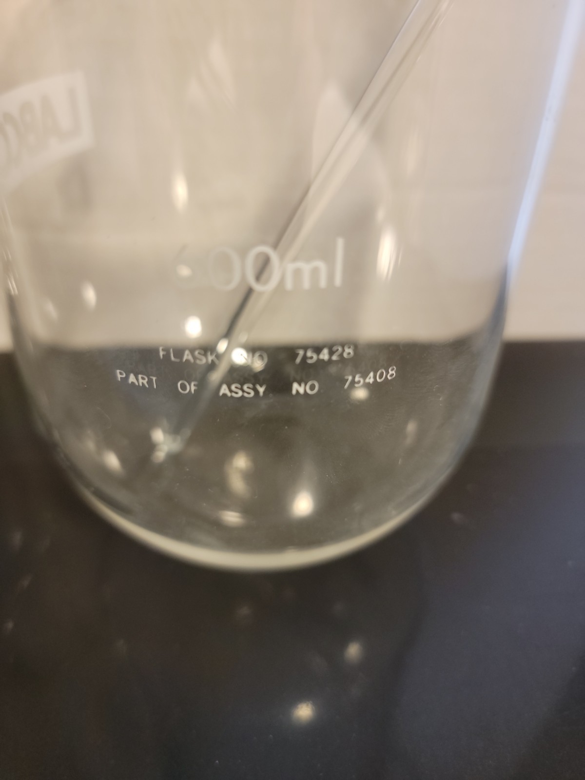 Labconco Lot # 75428 Fast-Freeze Flask + 1000ML Flask Scientific Flasks + Swizle