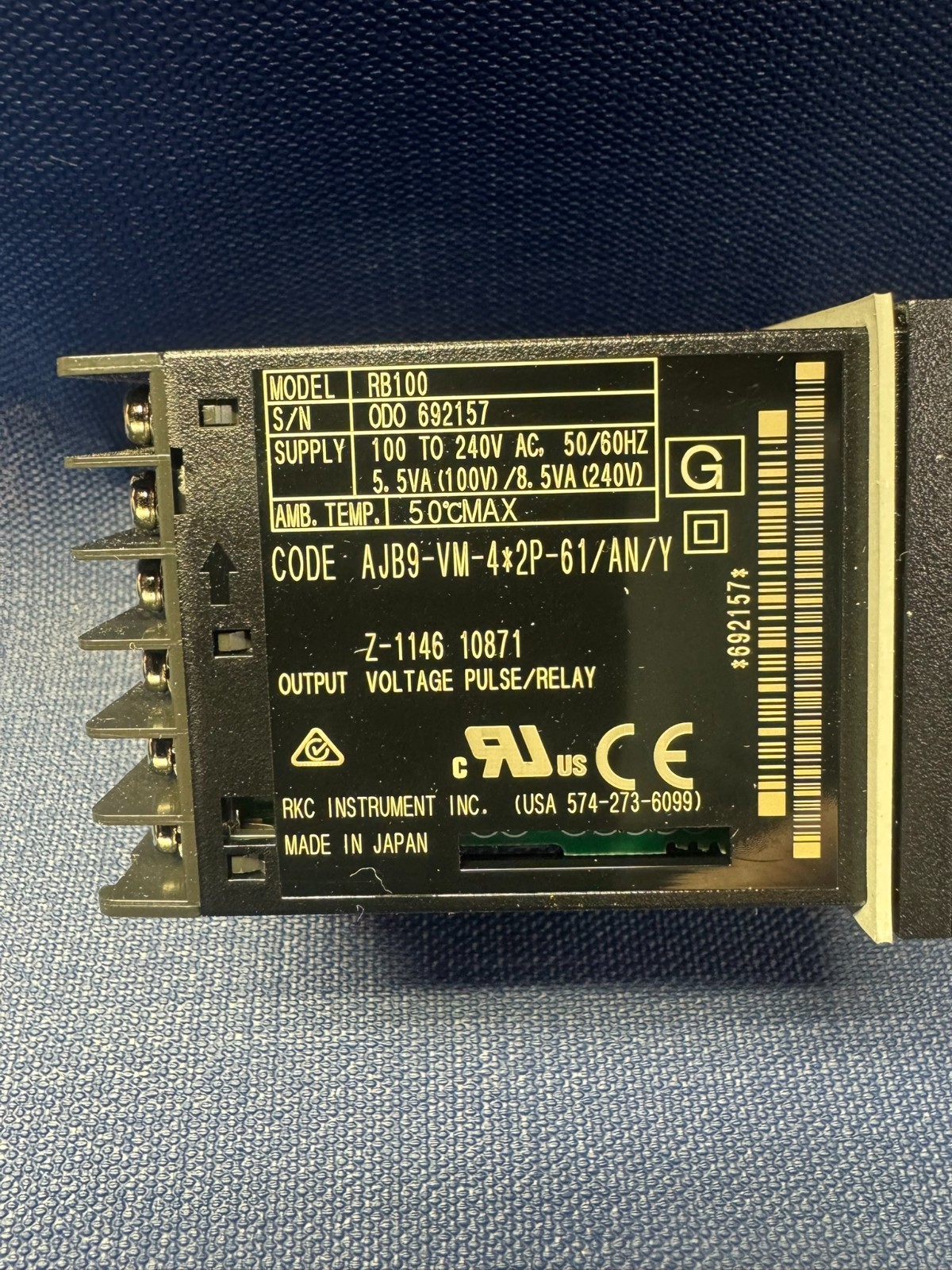 RKC – RB100 Process Temperature Controller – AJB9 – 2192 Degrees F. 100-240V AC