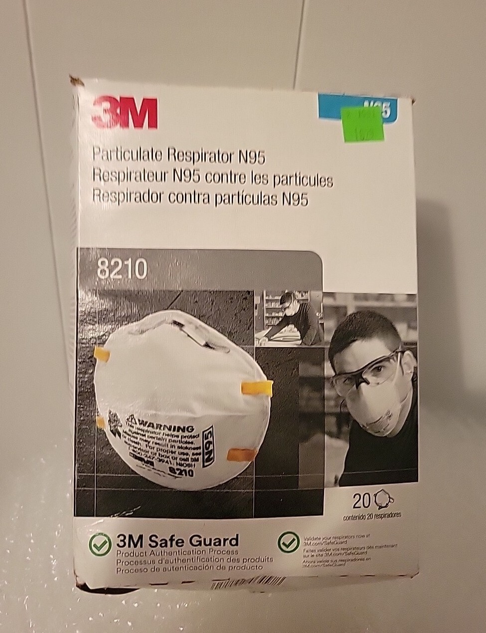 3M 8210 N95 Particulate Respirator, 20 Masks Per Box,