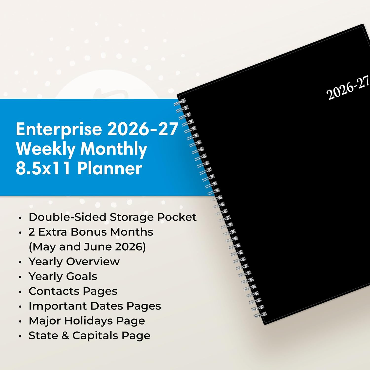 2026-2027 Weekly & Monthly Academic Planner, 8.5″x11″, Enterprise | July 2026 –