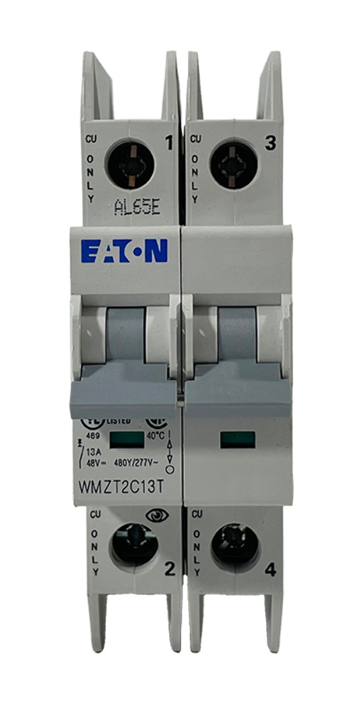 Eaton WMZT2C13T Breaker 13A 2P 480/277V 10kA Type C DIN Rail Ring Terminal