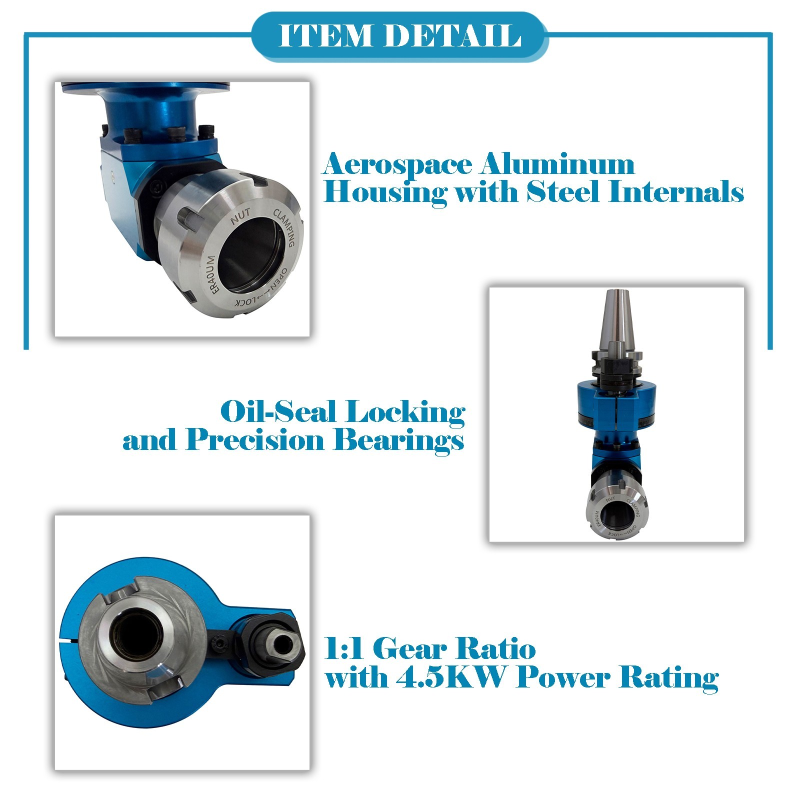 BT40-ER40 90° Side Milling Head CNC Single Output Angle Head Side Milling Head