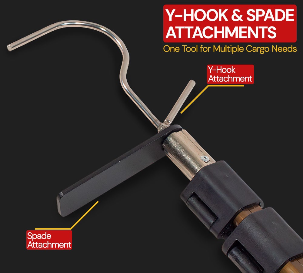Extendable Truck Bed Cargo Grabber Tool 25″-60″ Telescoping Pole with Y-Hook